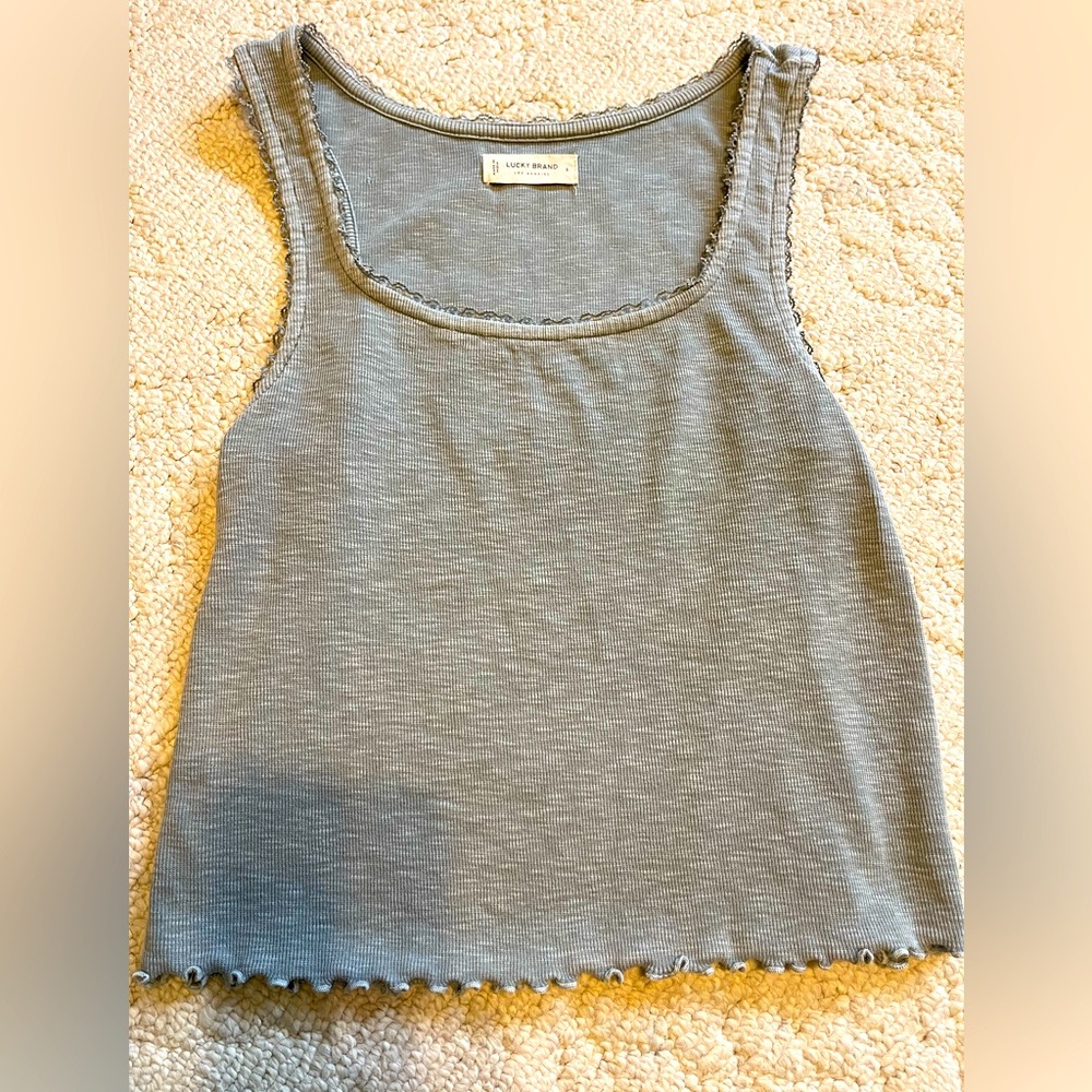 Lucky brand camisole. Sage green color. Slight ruffles. Size small